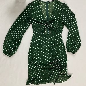 Green with White Polkadots Dress